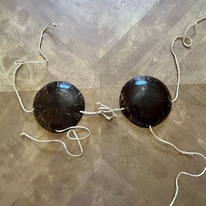 Brown Coconut Shell Tie Bikini Top – One Size Adjustable